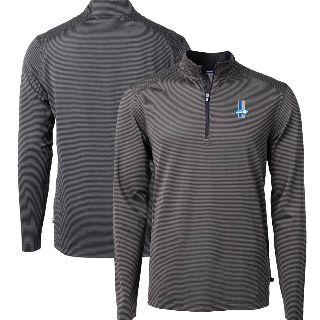 NFL Detroit Lions Cutter & Buck Big & Tall Virtue Eco Pique Micro Stripe Tri-Blend Quarter-Zip Jacket