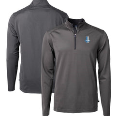 NFL Detroit Lions Cutter & Buck Big & Tall Virtue Eco Pique Micro Stripe Tri-Blend Quarter-Zip Jacket