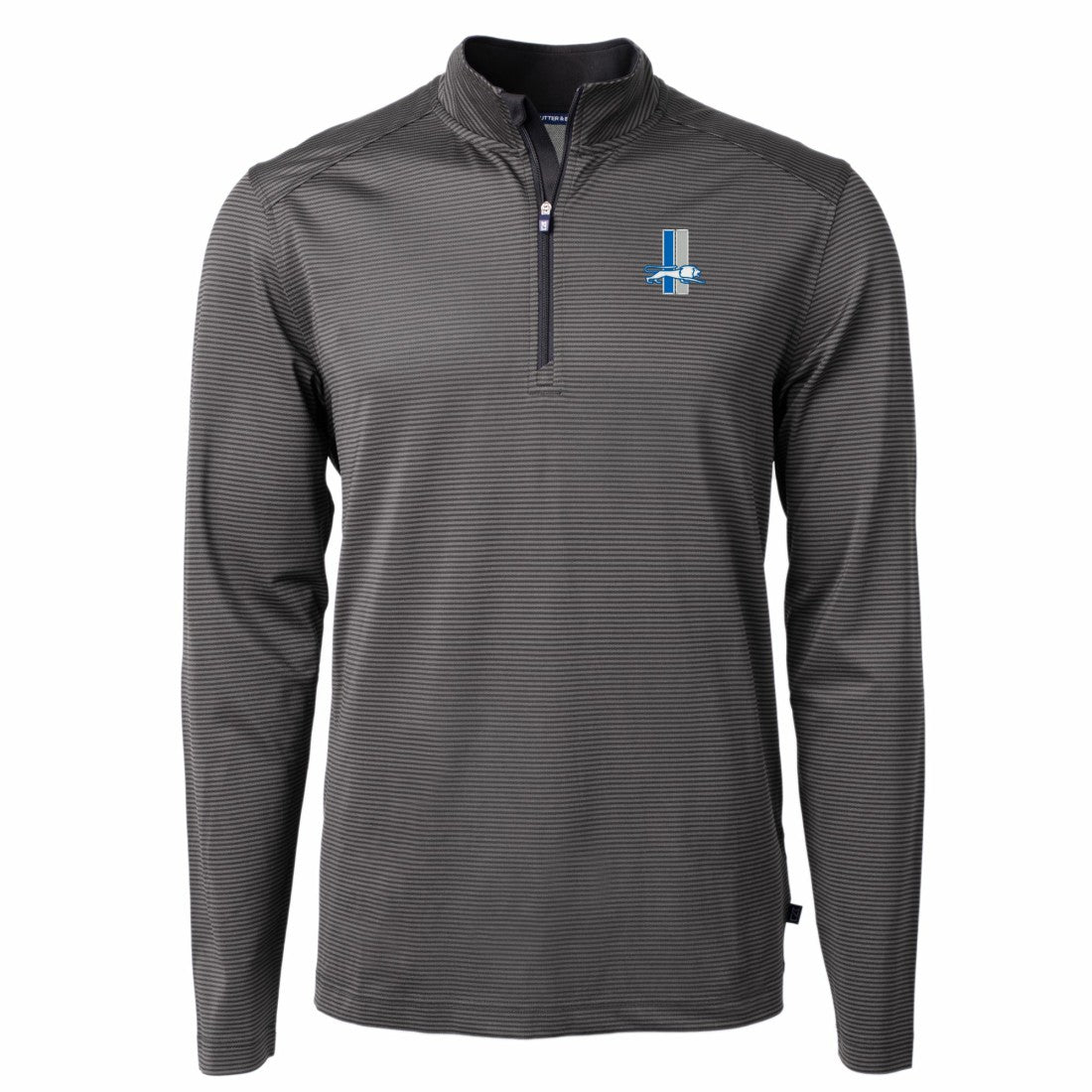 NFL Detroit Lions Cutter & Buck Big & Tall Virtue Eco Pique Micro Stripe Tri-Blend Quarter-Zip Jacket