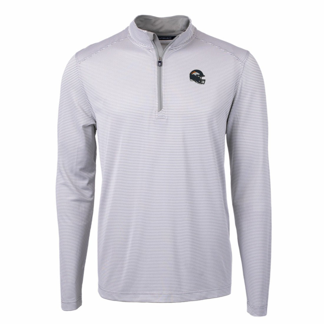 NFL Denver Broncos Cutter & Buck Big & Tall Virtue Eco Pique Micro Stripe Tri-Blend Quarter-Zip Jacket