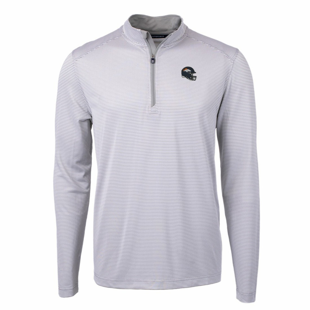 NFL Denver Broncos Cutter & Buck Big & Tall Virtue Eco Pique Micro Stripe Tri-Blend Quarter-Zip Jacket