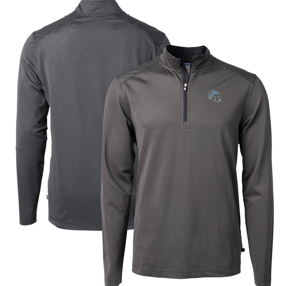 NFL Detroit Lions Cutter & Buck Big & Tall Virtue Eco Pique Micro Stripe Tri-Blend Quarter-Zip Jacket