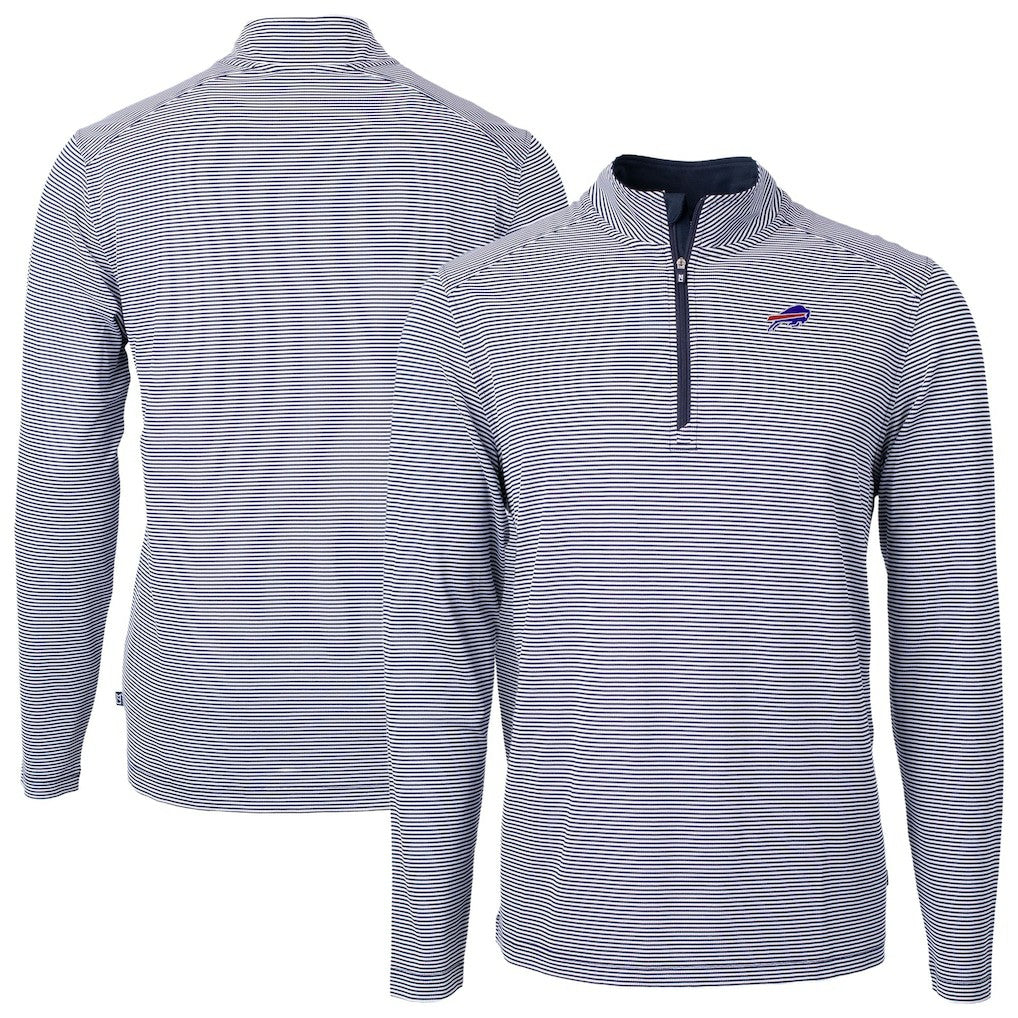 NFL Buffalo Bills Cutter & Buck Big & Tall Virtue Eco Pique Micro Stripe Tri-Blend Quarter-Zip Jacket