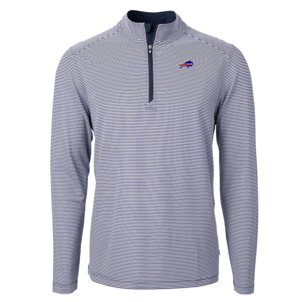 NFL Buffalo Bills Cutter & Buck Big & Tall Virtue Eco Pique Micro Stripe Tri-Blend Quarter-Zip Jacket