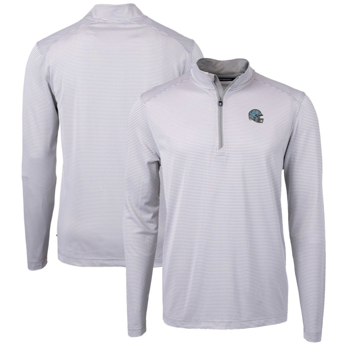 NFL Detroit Lions Cutter & Buck Big & Tall Virtue Eco Pique Micro Stripe Tri-Blend Quarter-Zip Jacket