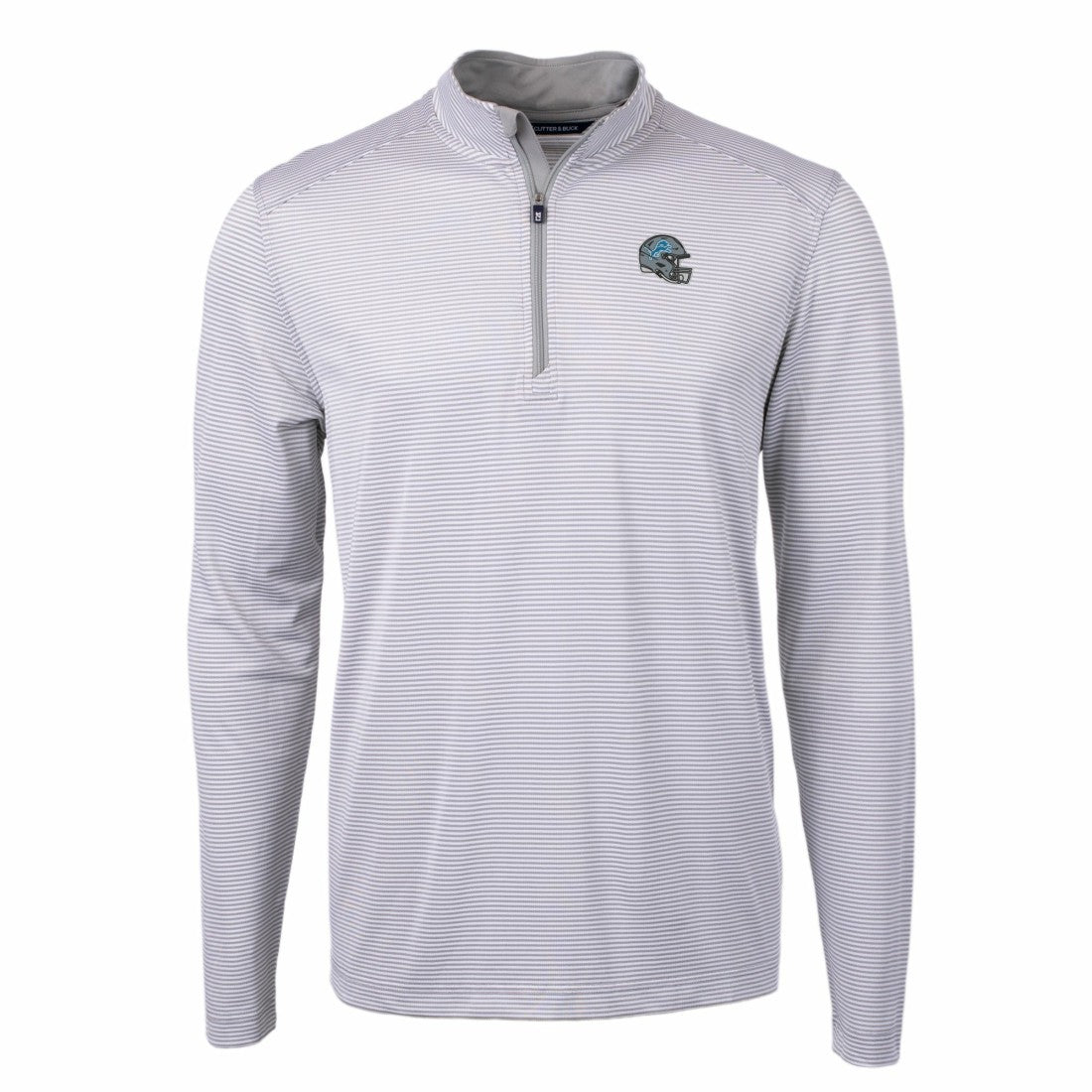 NFL Detroit Lions Cutter & Buck Big & Tall Virtue Eco Pique Micro Stripe Tri-Blend Quarter-Zip Jacket