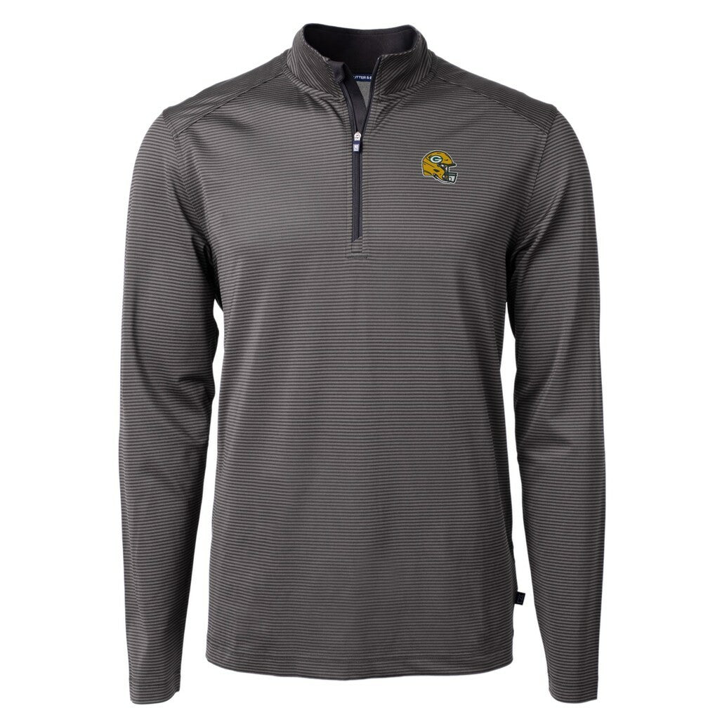 NFL Green Bay Packers Cutter & Buck Big & Tall Virtue Eco Pique Micro Stripe Tri-Blend Quarter-Zip Jacket