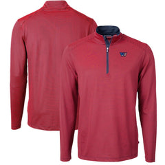 NFL Washington Commanders Cutter & Buck Big & Tall Americana Virtue Eco Pique Micro Stripe Tri-Blend Quarter-Zip Jacket