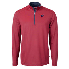 NFL Washington Commanders Cutter & Buck Big & Tall Americana Virtue Eco Pique Micro Stripe Tri-Blend Quarter-Zip Jacket