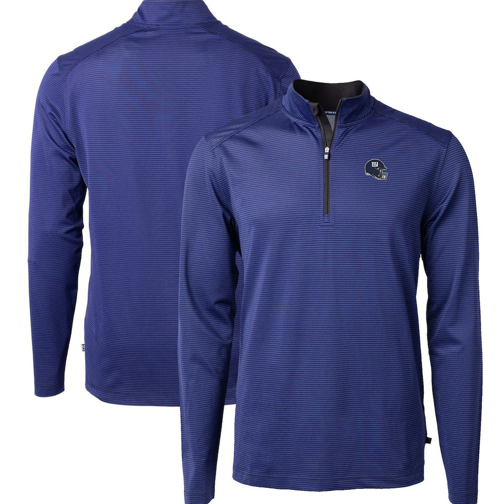 NFL New York Giants Cutter & Buck Big & Tall Virtue Eco Pique Micro Stripe Tri-Blend Quarter-Zip Jacket