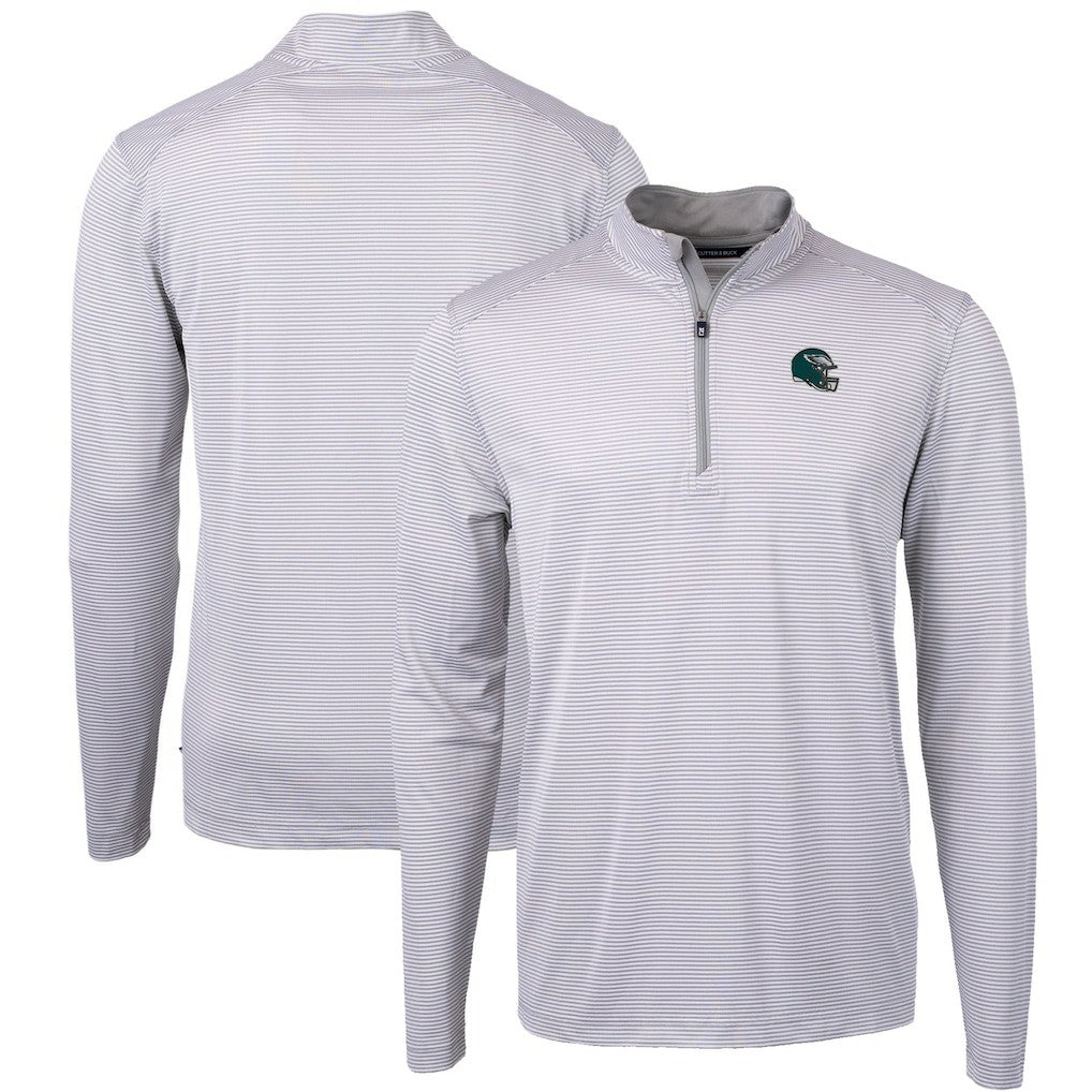 NFL Philadelphia Eagles Cutter & Buck Big & Tall Virtue Eco Pique Micro Stripe Tri-Blend Quarter-Zip Jacket