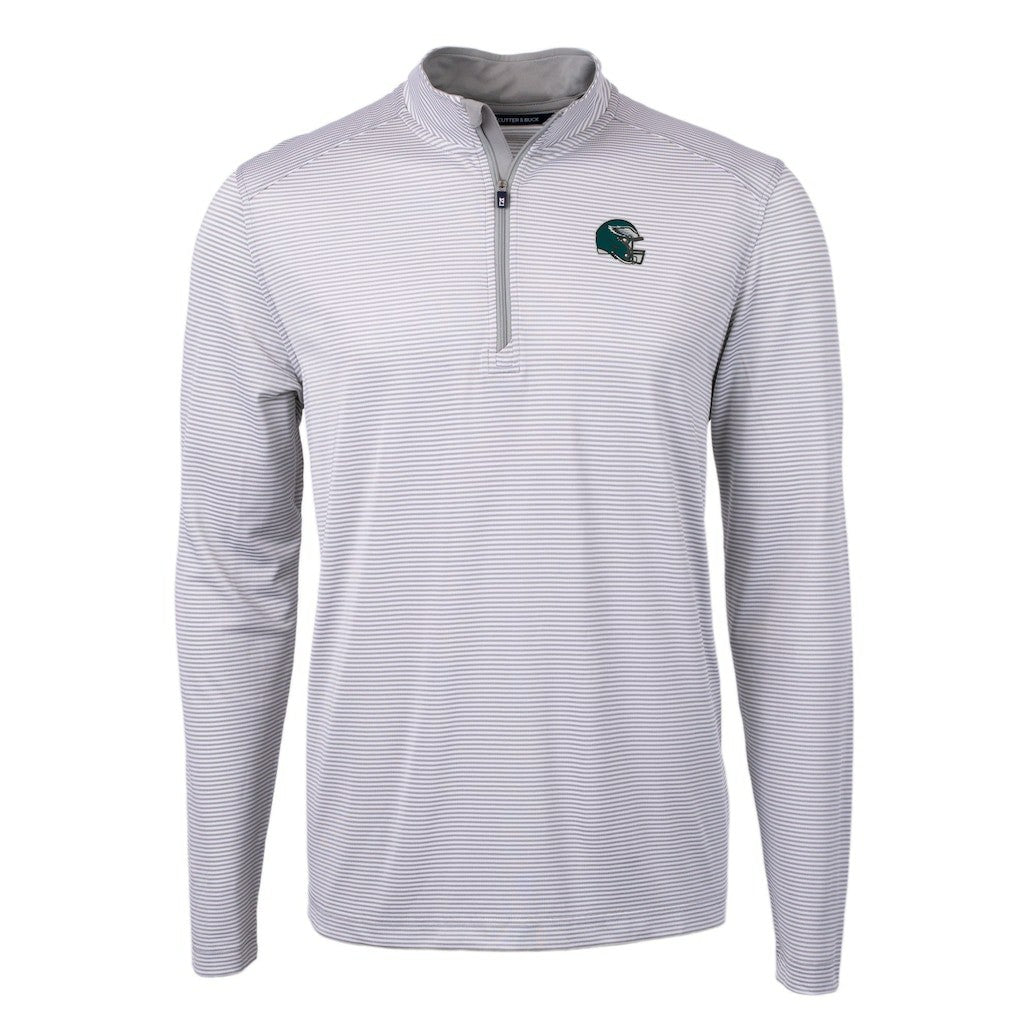 NFL Philadelphia Eagles Cutter & Buck Big & Tall Virtue Eco Pique Micro Stripe Tri-Blend Quarter-Zip Jacket
