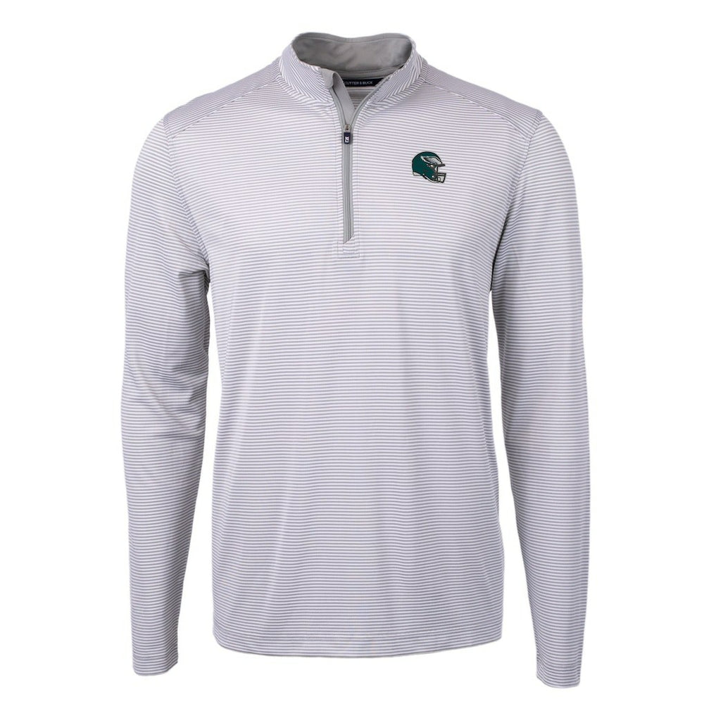 NFL Philadelphia Eagles Cutter & Buck Big & Tall Virtue Eco Pique Micro Stripe Tri-Blend Quarter-Zip Jacket