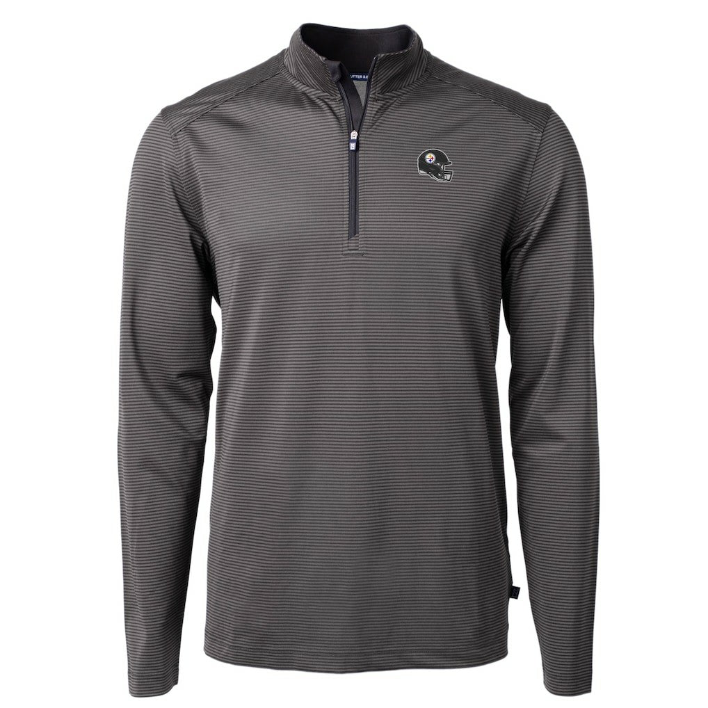 NFL Pittsburgh Steelers Cutter & Buck Big & Tall Virtue Eco Pique Micro Stripe Tri-Blend Quarter-Zip Jacket