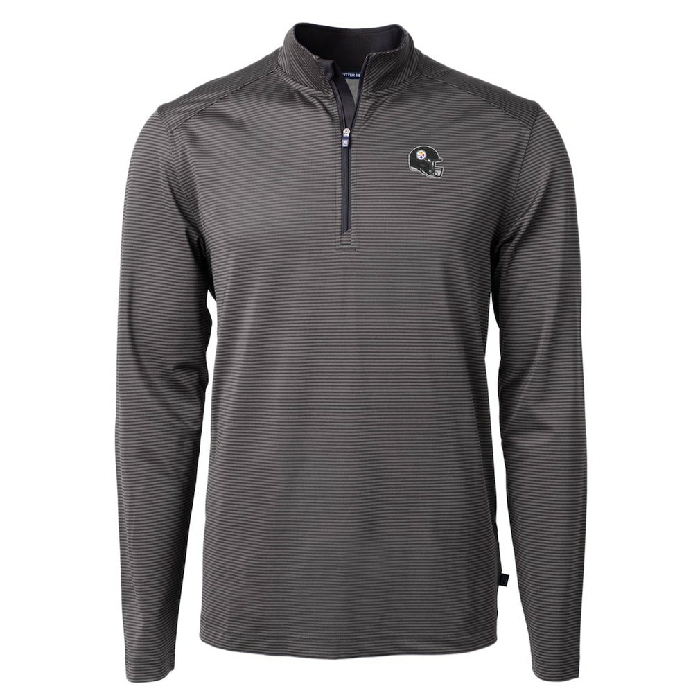 NFL Pittsburgh Steelers Cutter & Buck Big & Tall Virtue Eco Pique Micro Stripe Tri-Blend Quarter-Zip Jacket