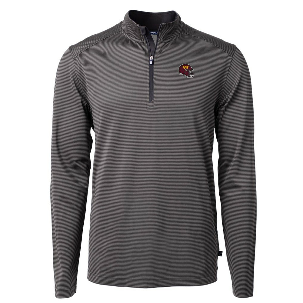 NFL Washington Commanders Cutter & Buck Big & Tall Virtue Eco Pique Micro Stripe Tri-Blend Quarter-Zip Jacket