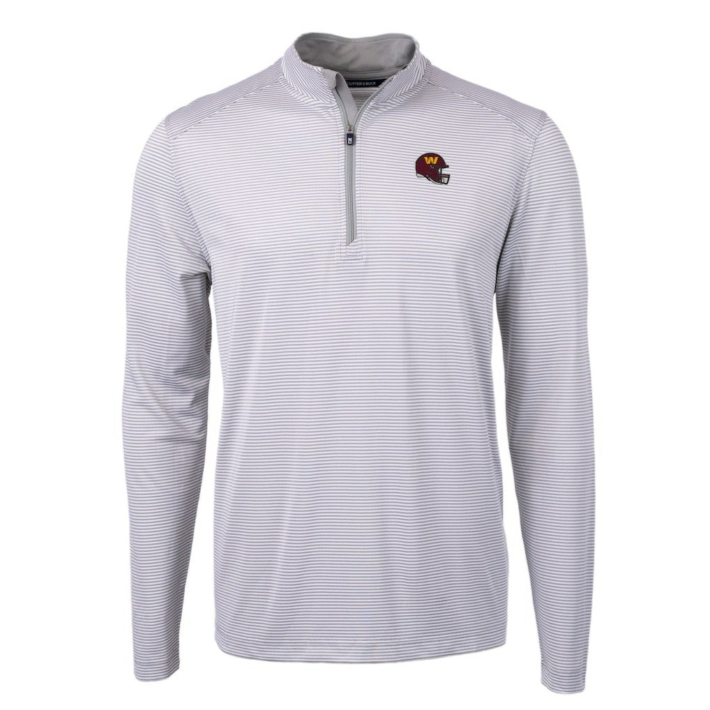 NFL Washington Commanders Cutter & Buck Big & Tall Virtue Eco Pique Micro Stripe Tri-Blend Quarter-Zip Jacket