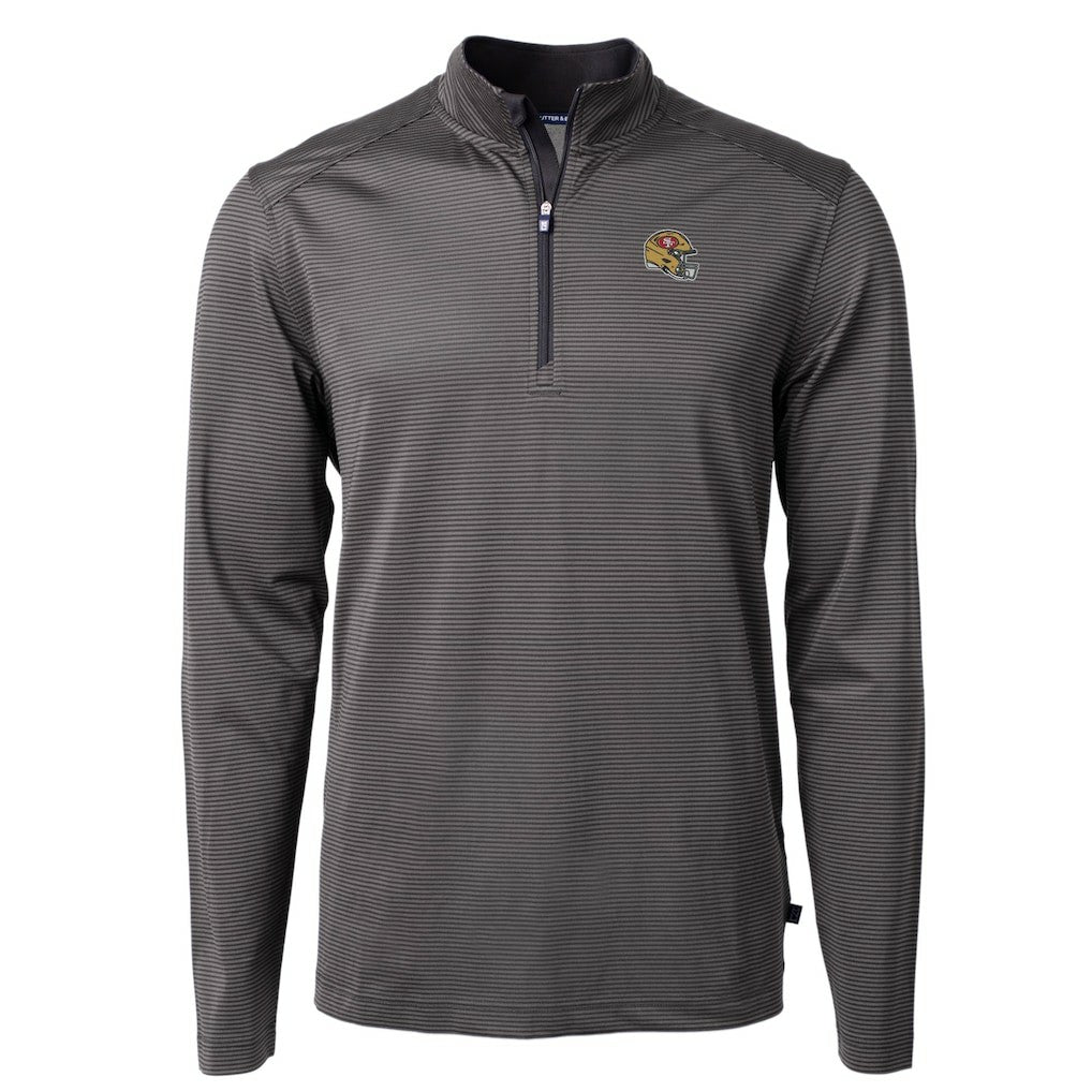 NFL San Francisco 49ers Cutter & Buck Big & Tall Virtue Eco Pique Micro Stripe Tri-Blend Quarter-Zip Jacket