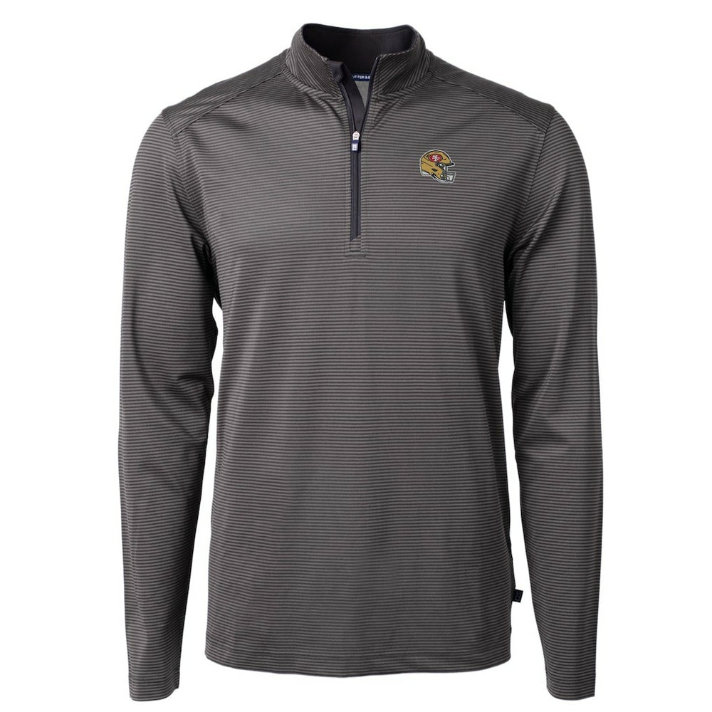 NFL San Francisco 49ers Cutter & Buck Big & Tall Virtue Eco Pique Micro Stripe Tri-Blend Quarter-Zip Jacket