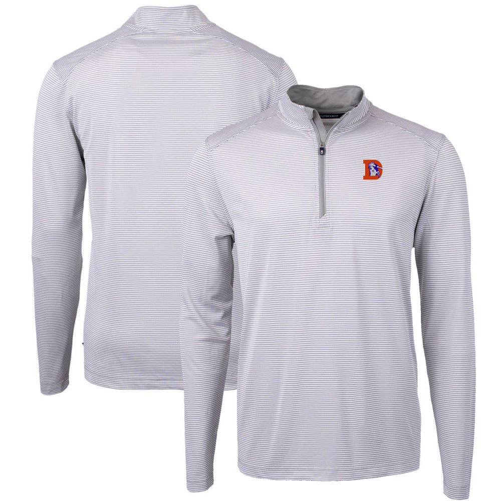 NFL Denver Broncos Cutter & Buck Big & Tall Virtue Eco Pique Micro Stripe Tri-Blend Quarter-Zip Jacket