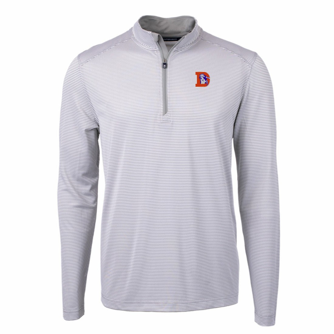 NFL Denver Broncos Cutter & Buck Big & Tall Virtue Eco Pique Micro Stripe Tri-Blend Quarter-Zip Jacket