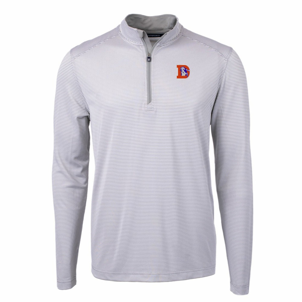 NFL Denver Broncos Cutter & Buck Big & Tall Virtue Eco Pique Micro Stripe Tri-Blend Quarter-Zip Jacket