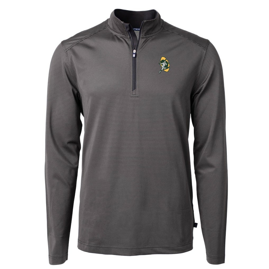NFL Green Bay Packers Cutter & Buck Big & Tall Virtue Eco Pique Micro Stripe Tri-Blend Quarter-Zip Jacket