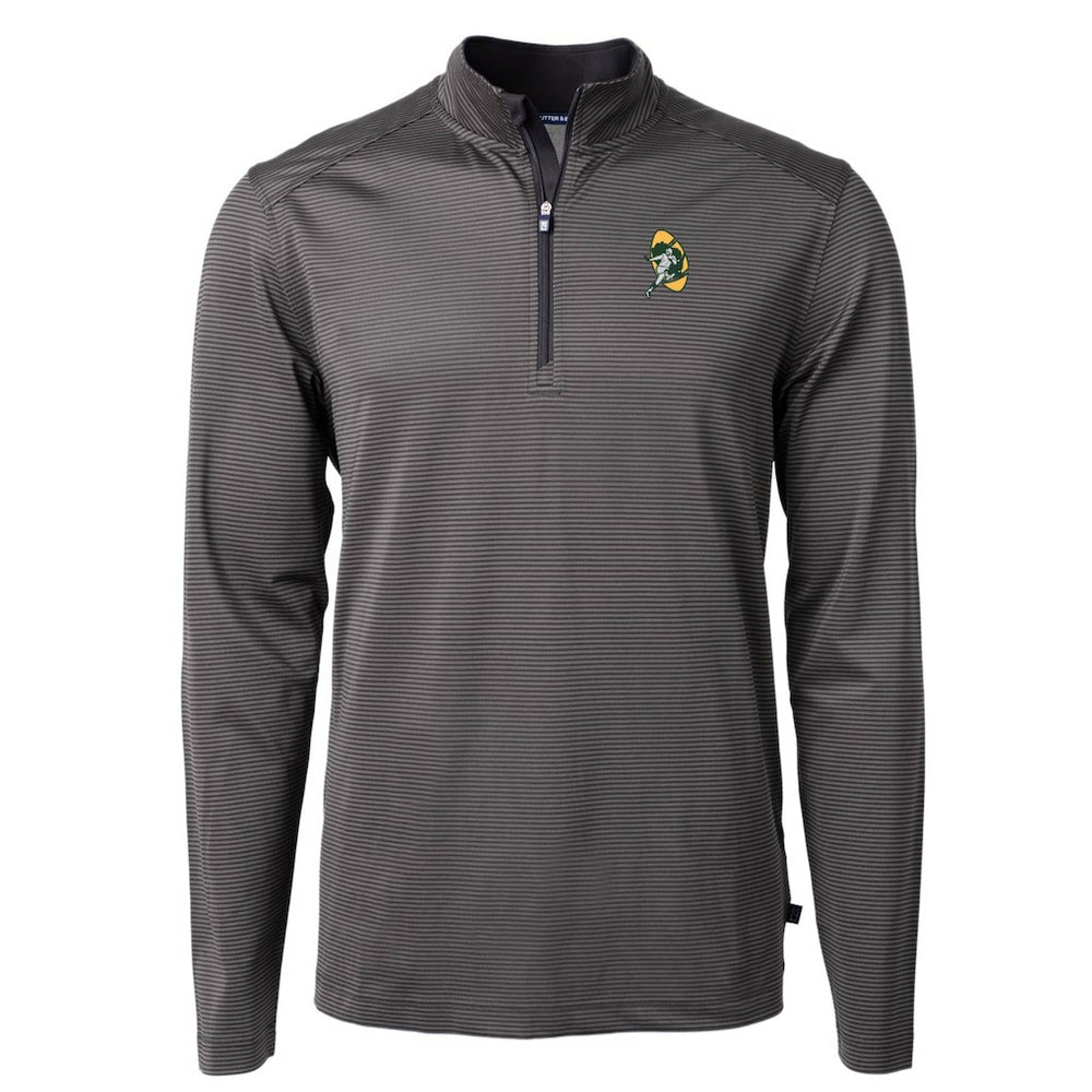 NFL Green Bay Packers Cutter & Buck Big & Tall Virtue Eco Pique Micro Stripe Tri-Blend Quarter-Zip Jacket