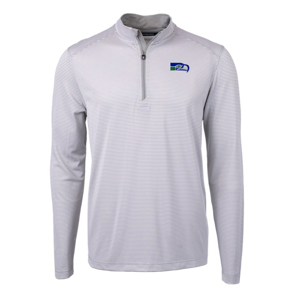 NFL Seattle Seahawks Cutter & Buck Big & Tall Virtue Eco Pique Micro Stripe Tri-Blend Quarter-Zip Jacket