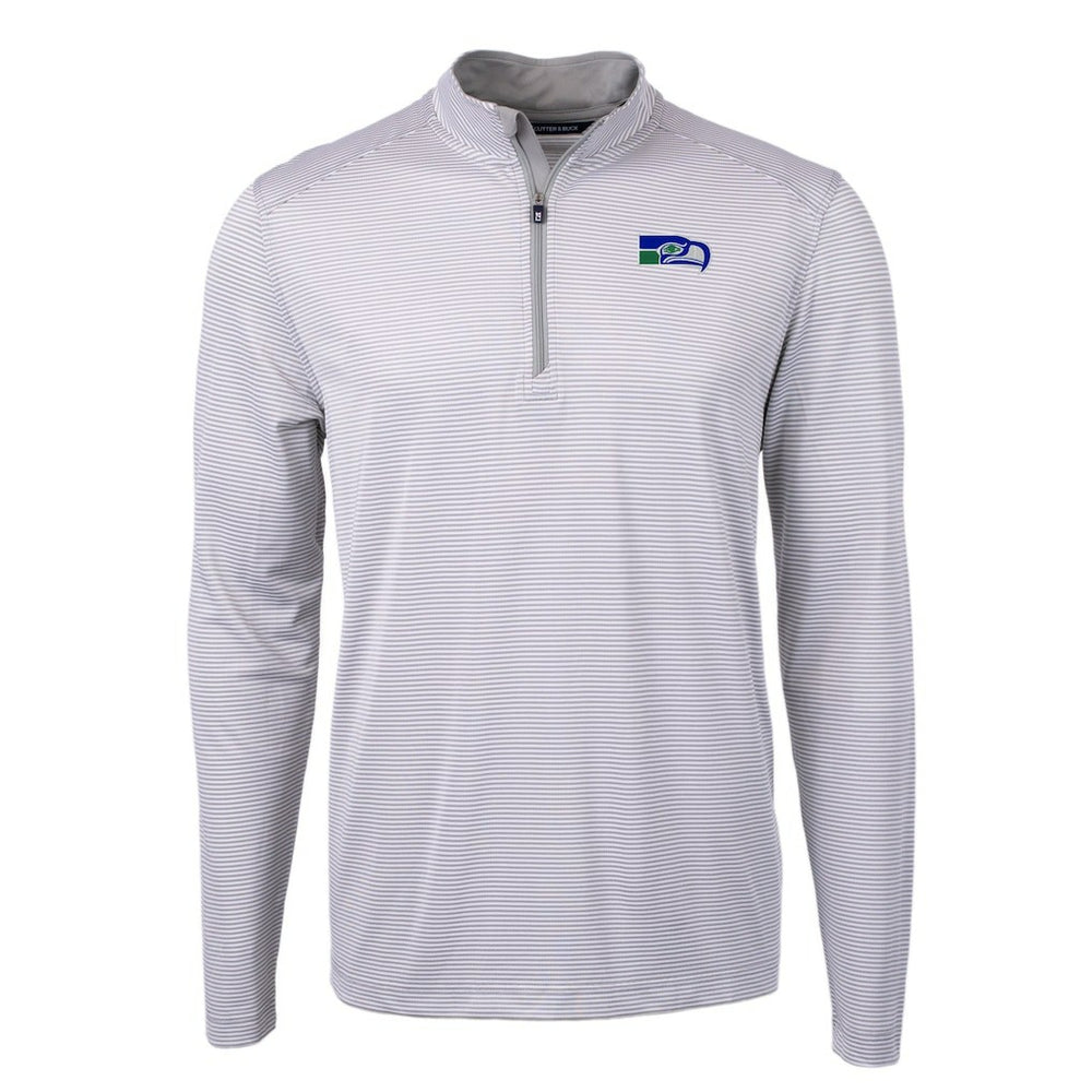 NFL Seattle Seahawks Cutter & Buck Big & Tall Virtue Eco Pique Micro Stripe Tri-Blend Quarter-Zip Jacket