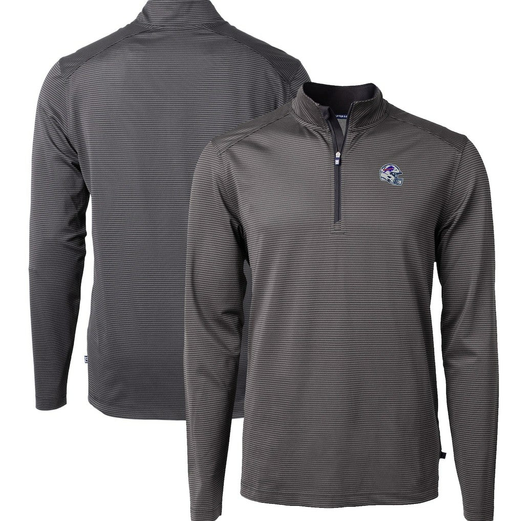NFL Buffalo Bills Cutter & Buck Big & Tall Virtue Eco Pique Micro Stripe Tri-Blend Quarter-Zip Jacket