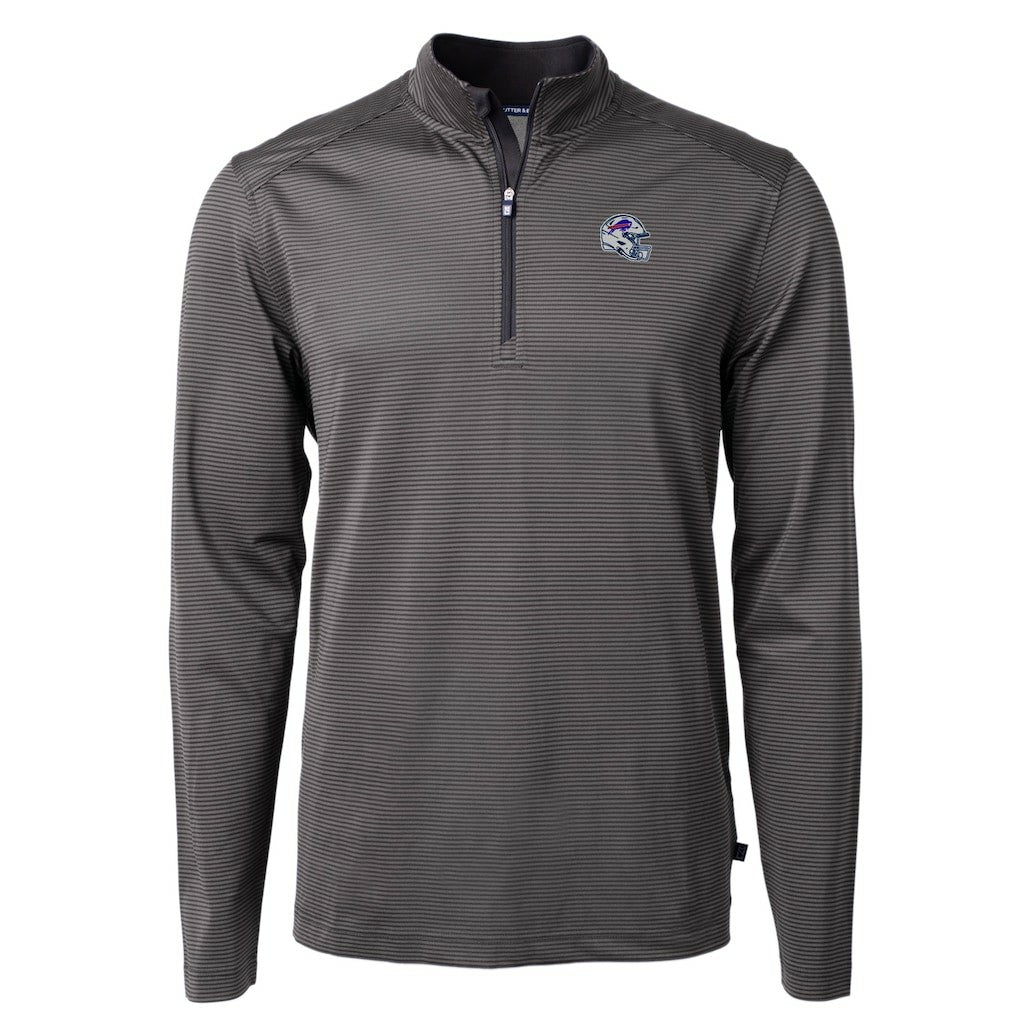 NFL Buffalo Bills Cutter & Buck Big & Tall Virtue Eco Pique Micro Stripe Tri-Blend Quarter-Zip Jacket