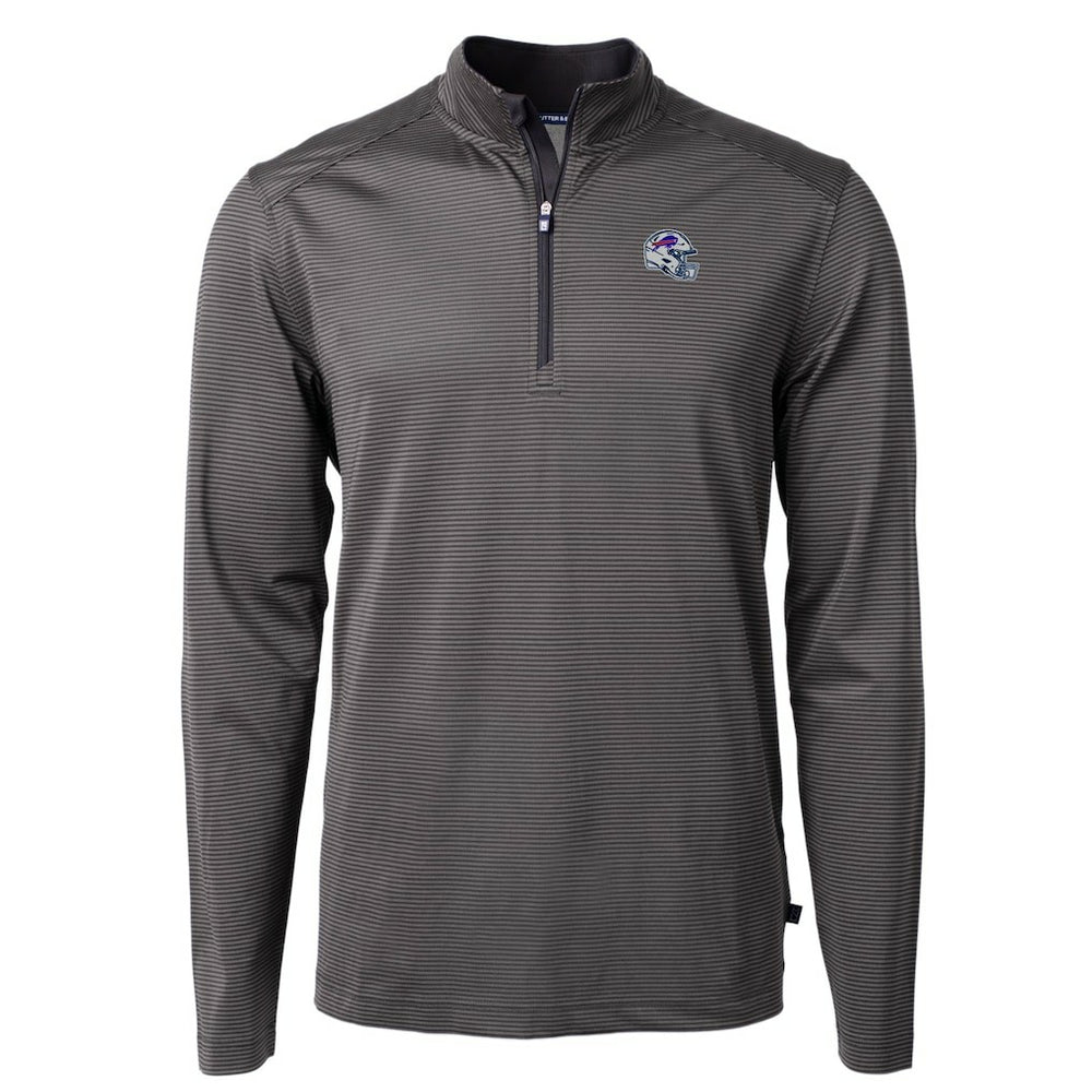 NFL Buffalo Bills Cutter & Buck Big & Tall Virtue Eco Pique Micro Stripe Tri-Blend Quarter-Zip Jacket