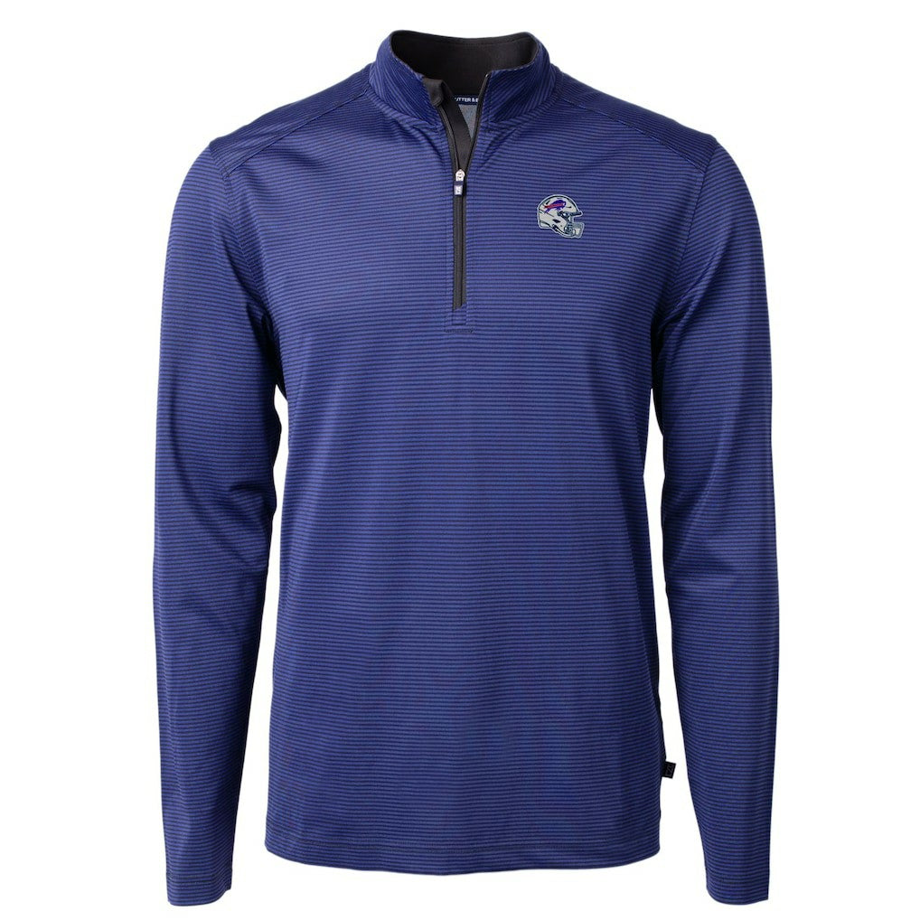 NFL Buffalo Bills Cutter & Buck Big & Tall Virtue Eco Pique Micro Stripe Tri-Blend Quarter-Zip Jacket