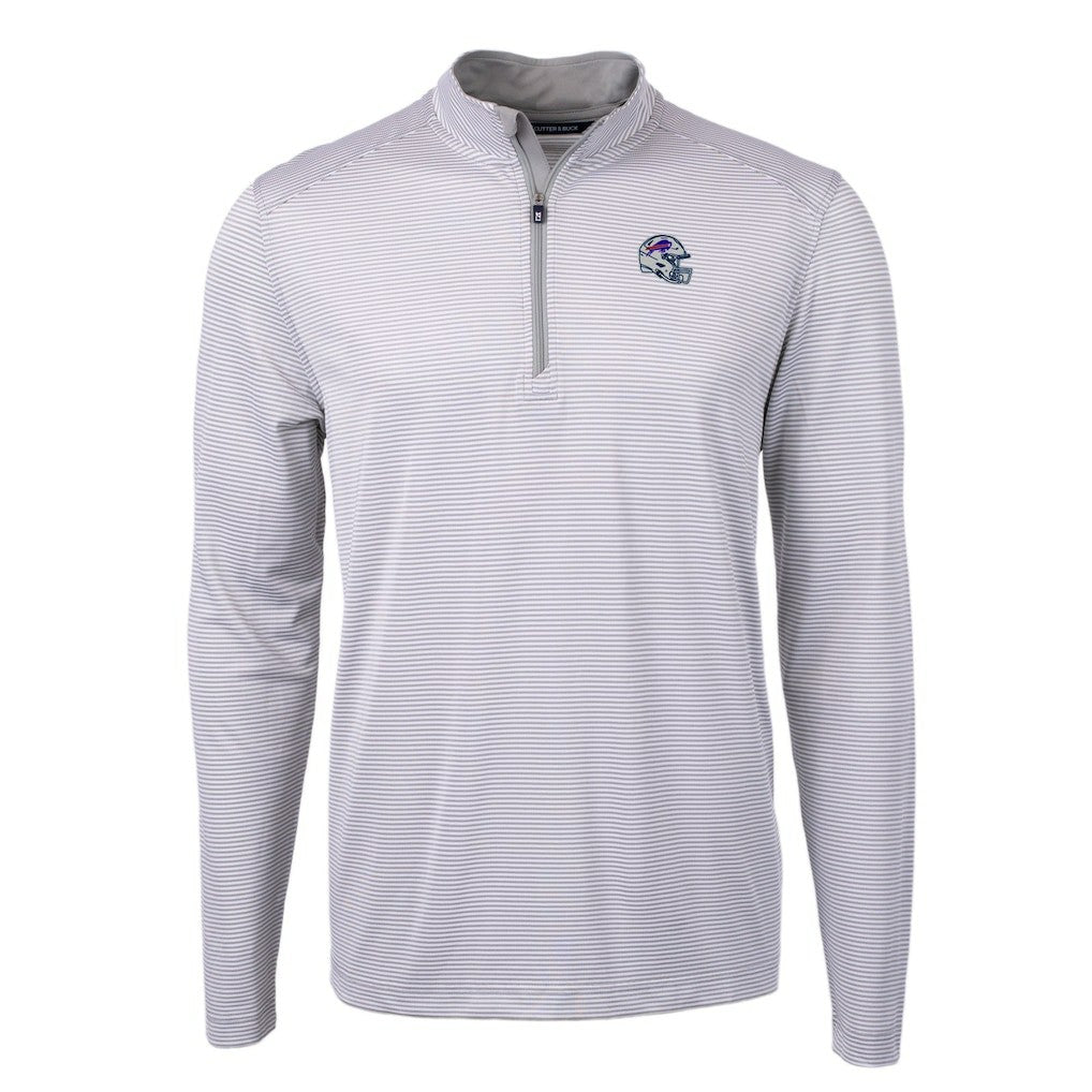NFL Buffalo Bills Cutter & Buck Big & Tall Virtue Eco Pique Micro Stripe Tri-Blend Quarter-Zip Jacket
