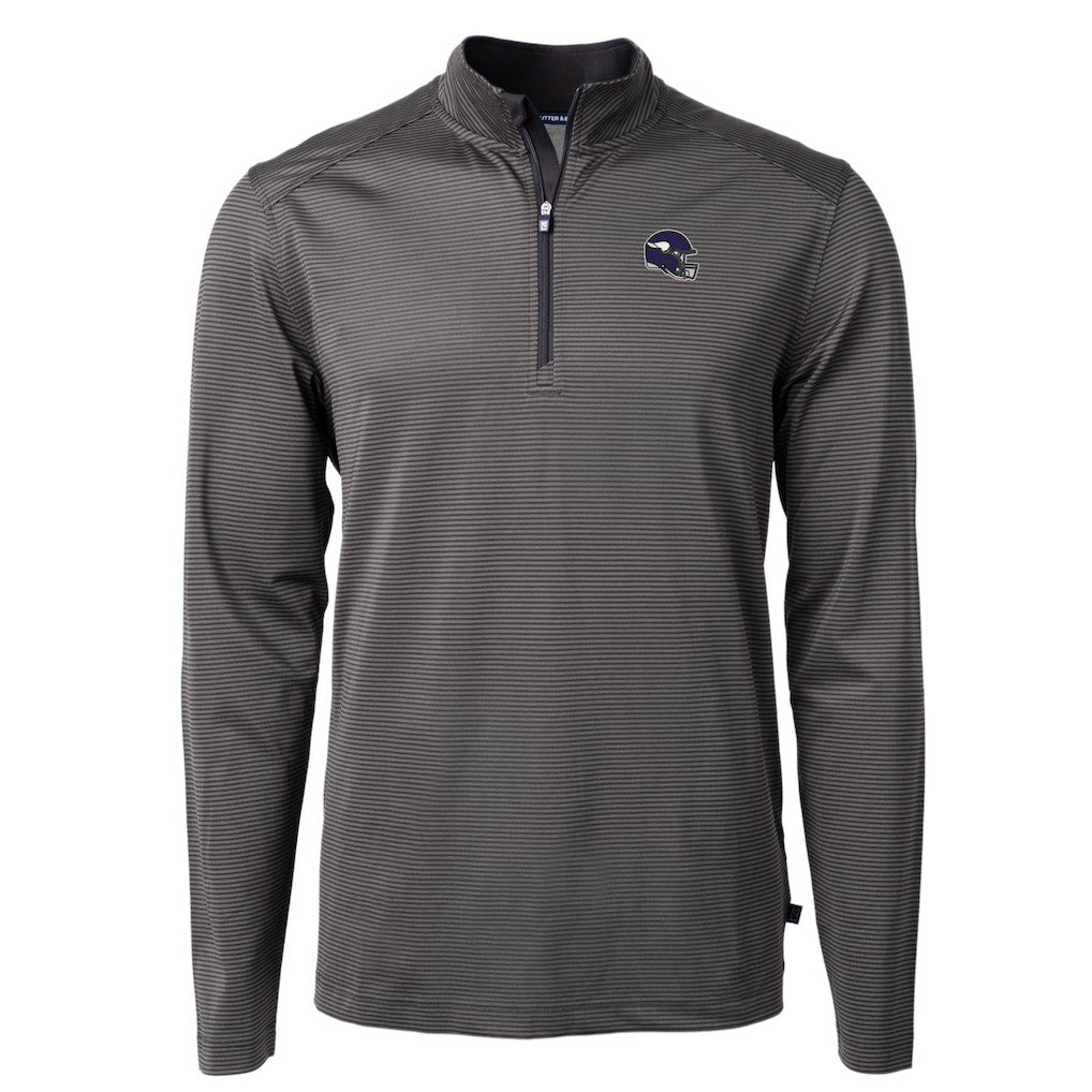 NFL Minnesota Vikings Cutter & Buck Big & Tall Virtue Eco Pique Micro Stripe Tri-Blend Quarter-Zip Jacket