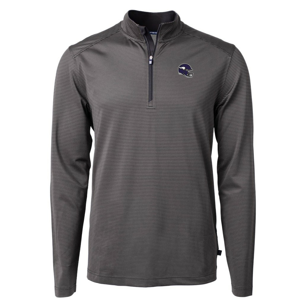 NFL Minnesota Vikings Cutter & Buck Big & Tall Virtue Eco Pique Micro Stripe Tri-Blend Quarter-Zip Jacket