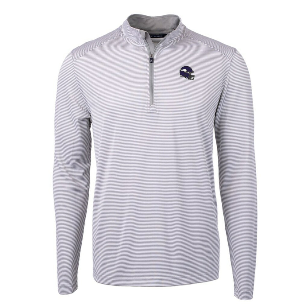 NFL Minnesota Vikings Cutter & Buck Big & Tall Virtue Eco Pique Micro Stripe Tri-Blend Quarter-Zip Jacket