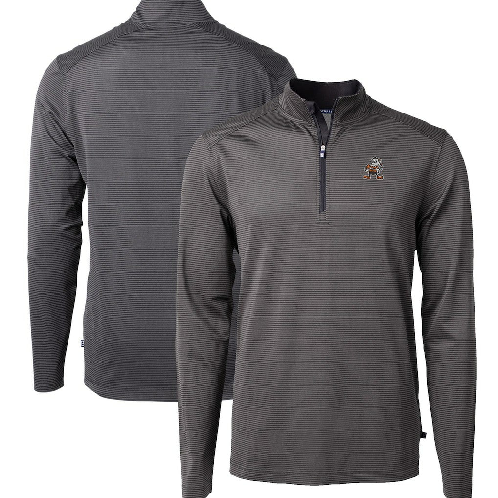 NFL Cleveland Browns Cutter & Buck Big & Tall Virtue Eco Pique Micro Stripe Tri-Blend Quarter-Zip Jacket