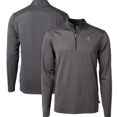 NFL Cleveland Browns Cutter & Buck Big & Tall Virtue Eco Pique Micro Stripe Tri-Blend Quarter-Zip Jacket