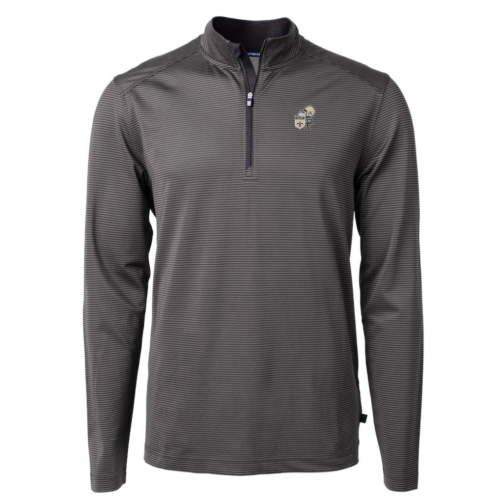 NFL New Orleans Saints Cutter & Buck Big & Tall Virtue Eco Pique Micro Stripe Tri-Blend Quarter-Zip Jacket