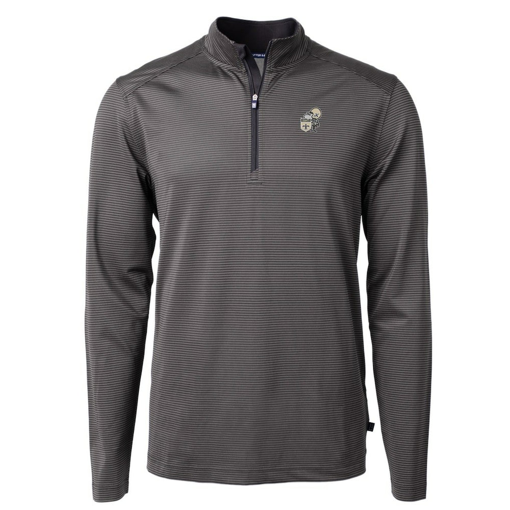 NFL New Orleans Saints Cutter & Buck Big & Tall Virtue Eco Pique Micro Stripe Tri-Blend Quarter-Zip Jacket