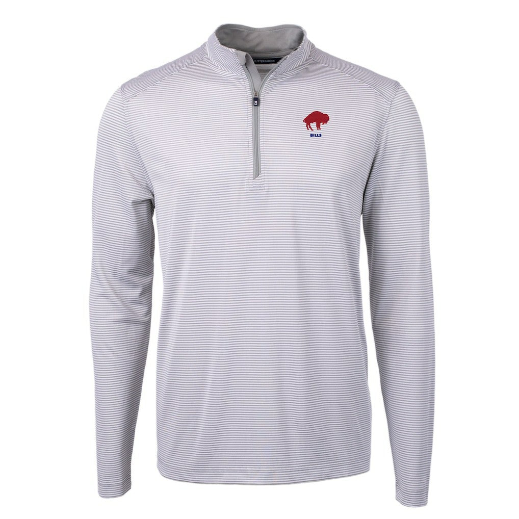 NFL Buffalo Bills Cutter & Buck Big & Tall Virtue Eco Pique Micro Stripe Tri-Blend Quarter-Zip Jacket