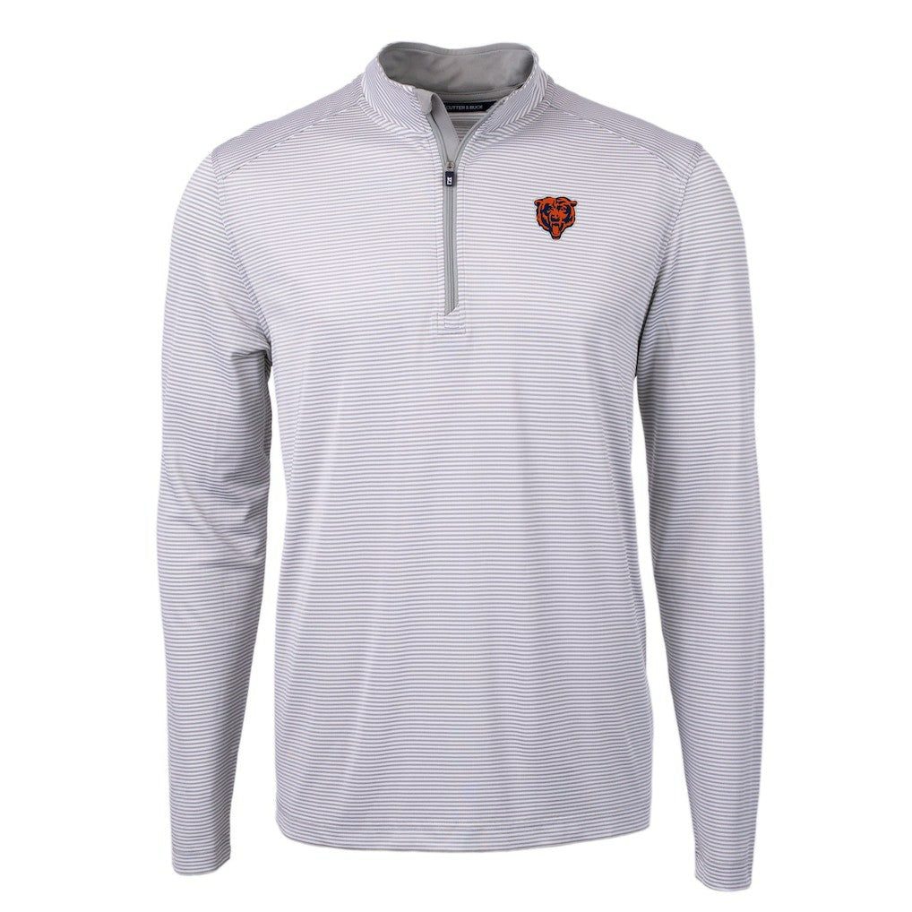 NFL Chicago Bears Cutter & Buck Big & Tall Virtue Eco Pique Micro Stripe Tri-Blend Quarter-Zip Jacket