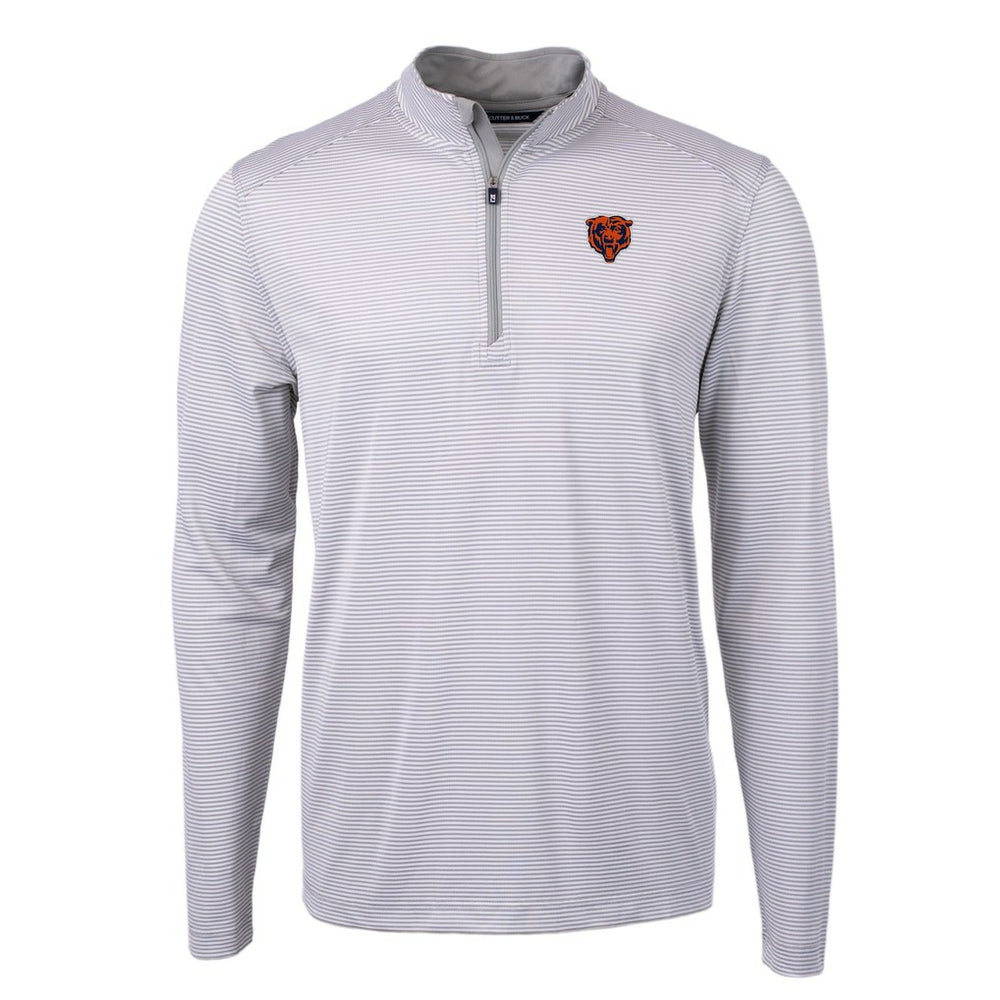 NFL Chicago Bears Cutter & Buck Big & Tall Virtue Eco Pique Micro Stripe Tri-Blend Quarter-Zip Jacket