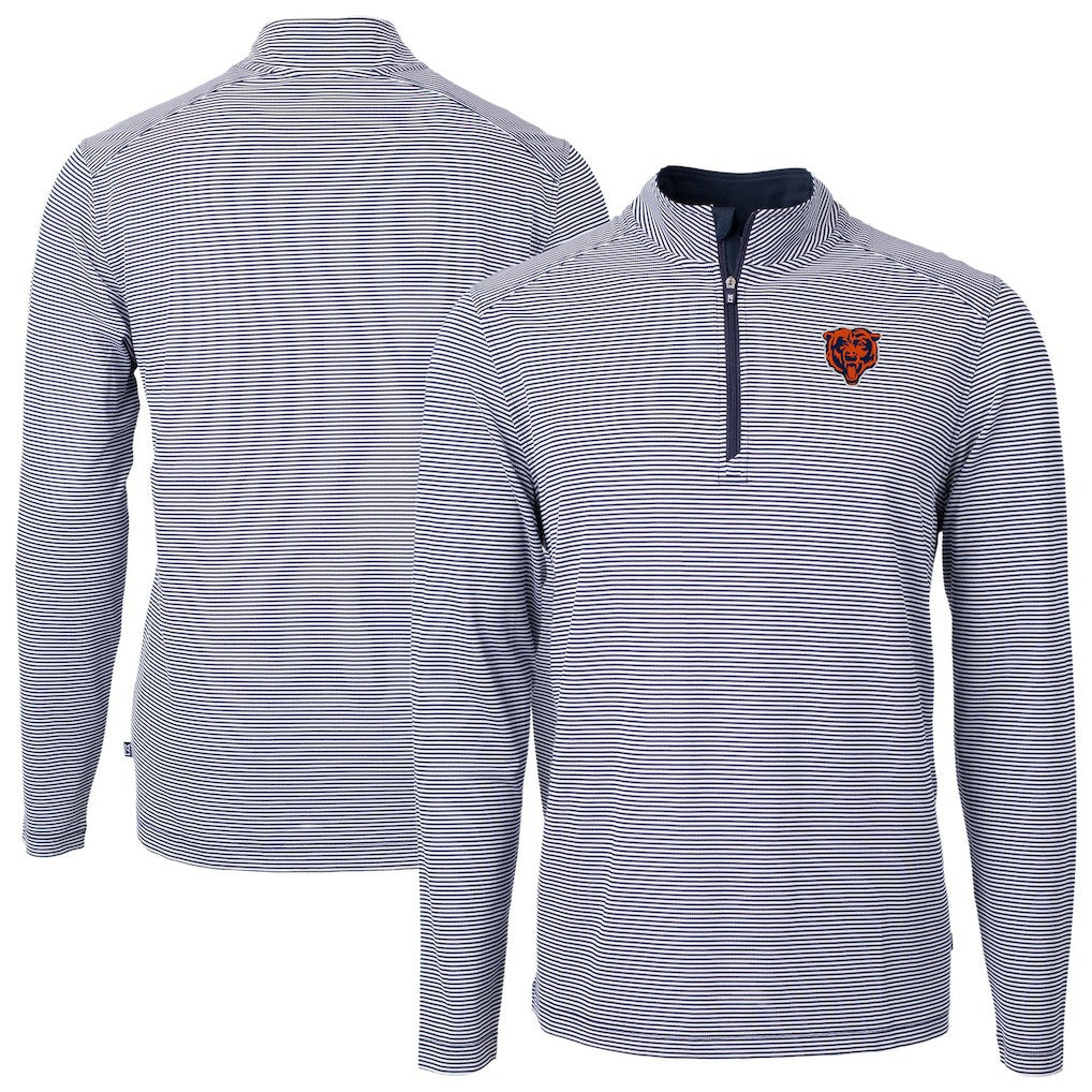 NFL Chicago Bears Cutter & Buck Big & Tall Virtue Eco Pique Micro Stripe Tri-Blend Quarter-Zip Jacket