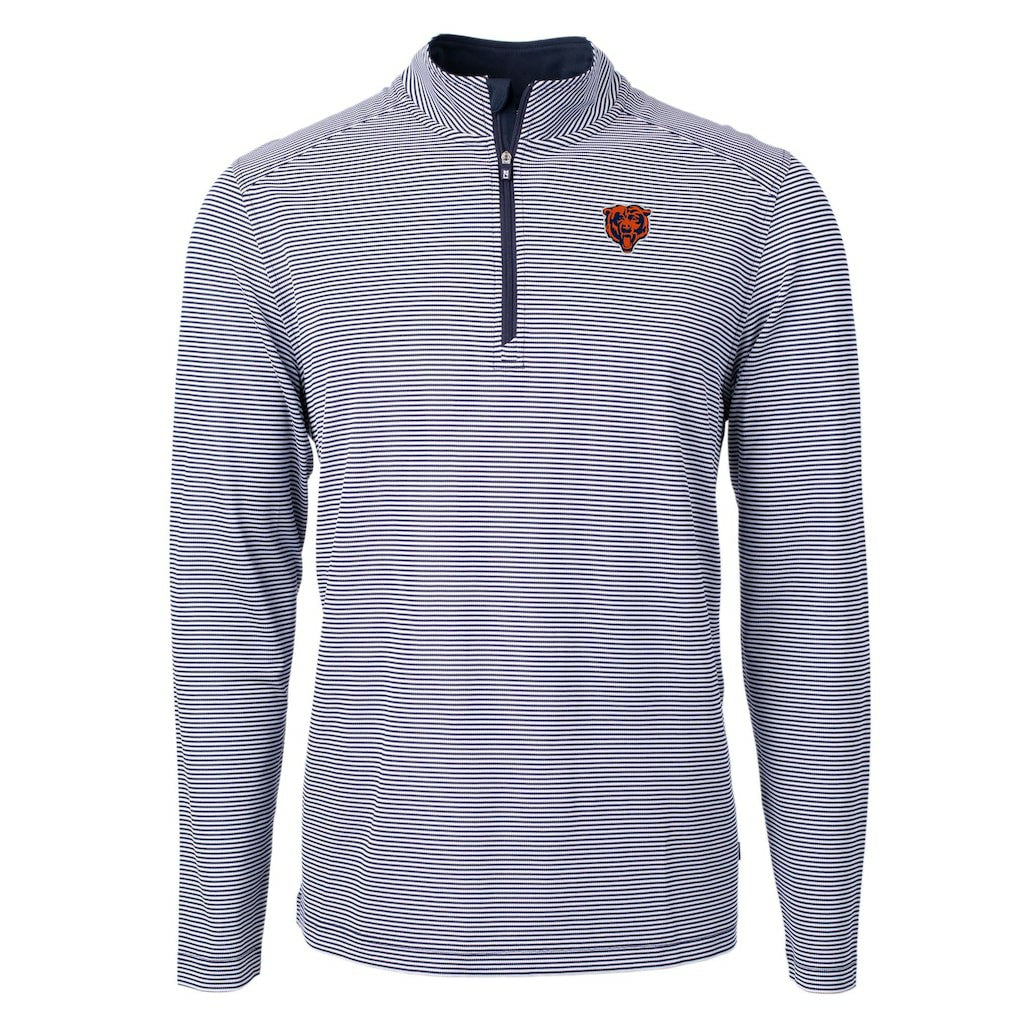 NFL Chicago Bears Cutter & Buck Big & Tall Virtue Eco Pique Micro Stripe Tri-Blend Quarter-Zip Jacket
