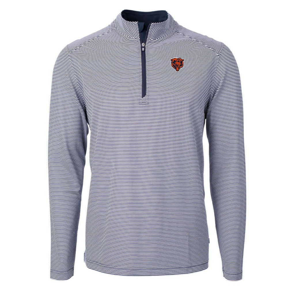 NFL Chicago Bears Cutter & Buck Big & Tall Virtue Eco Pique Micro Stripe Tri-Blend Quarter-Zip Jacket