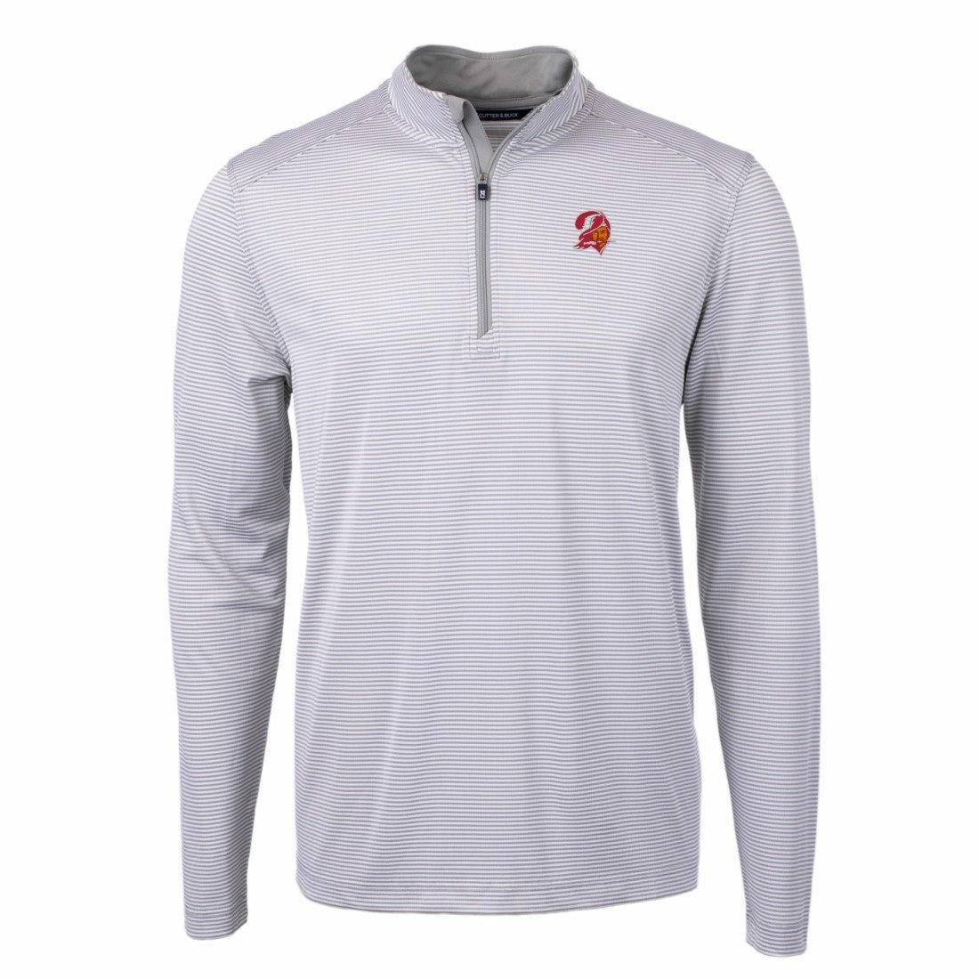 NFL Tampa Bay Buccaneers Cutter & Buck Big & Tall Virtue Eco Pique Micro Stripe Tri-Blend Quarter-Zip Jacket