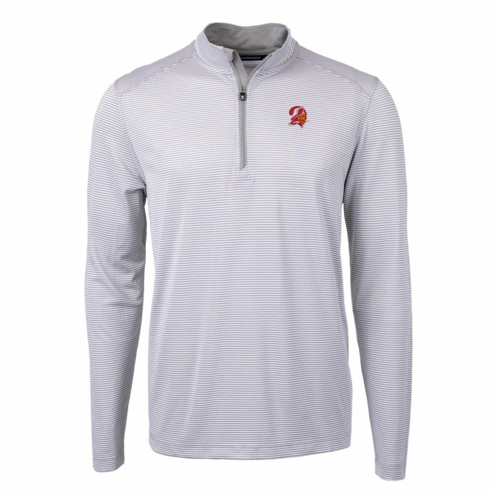 NFL Tampa Bay Buccaneers Cutter & Buck Big & Tall Virtue Eco Pique Micro Stripe Tri-Blend Quarter-Zip Jacket